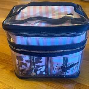 Victoria's Secret Pink and White Striped Cosmetic Case-NEW